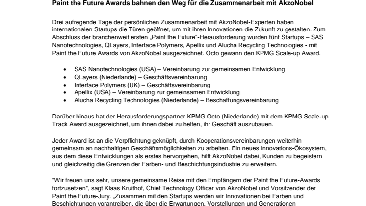 Paint the Future Awards bahnen den Weg für die Zusammenarbeit mit AkzoNobel