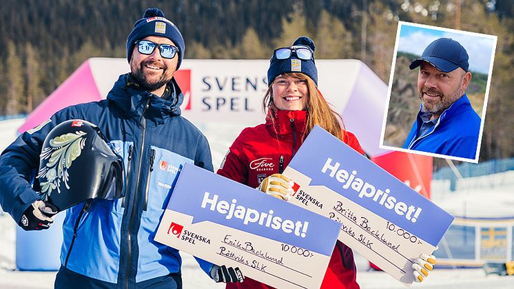 Erik och Britta Backlund skänker 15 000 kronor till Rättviks SLK. Foto: Tommy Persson. På lilla bilden syns Daniel Stenberg, ordförande Rättviks SLK. Foto: privat.