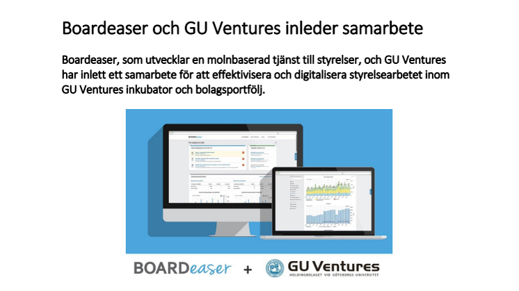 Boardeaser och GU Ventures inleder samarbete