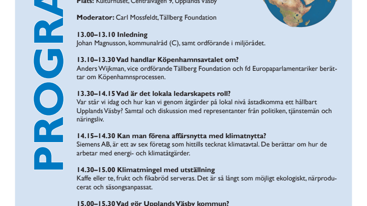 Pressinbjudan: Lokal klimatkonferens i Upplands Väsby: "Lilla Köpenhamn"
