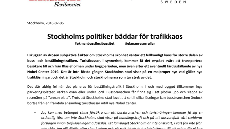Stockholms politiker bäddar för trafikkaos