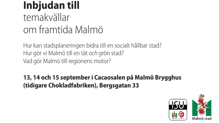 Inbjudan till temakvällar om framtida Malmö