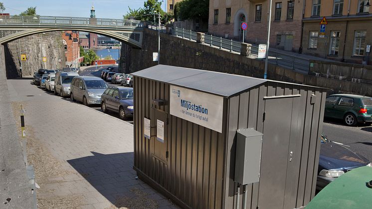 Automatisk miljöstation i Stockholm som tar emot farligt avfall dygnet runt