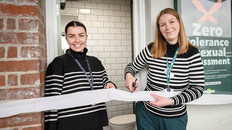 Southern's Project Manager Annabel Jackson and Station Manager Jane Arnell open Balham station's new customer comforts