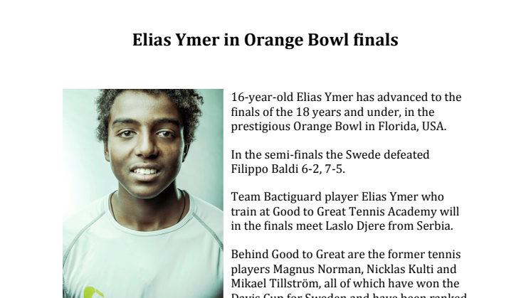 Elias Ymer till final i Orange Bowl 