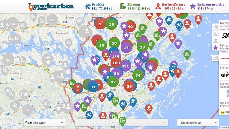 Sverige Bygger sätter allt på Byggkartan