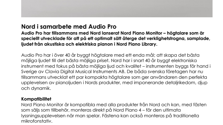 Nord i samarbete med Audio Pro