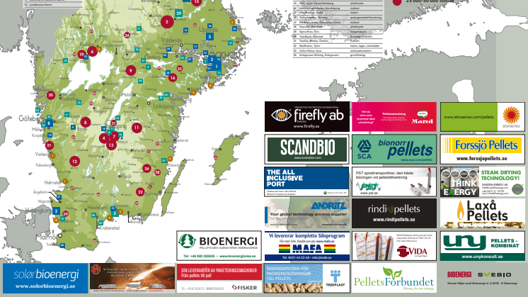 Bioenergis karta: Pellets i Sverige 2018