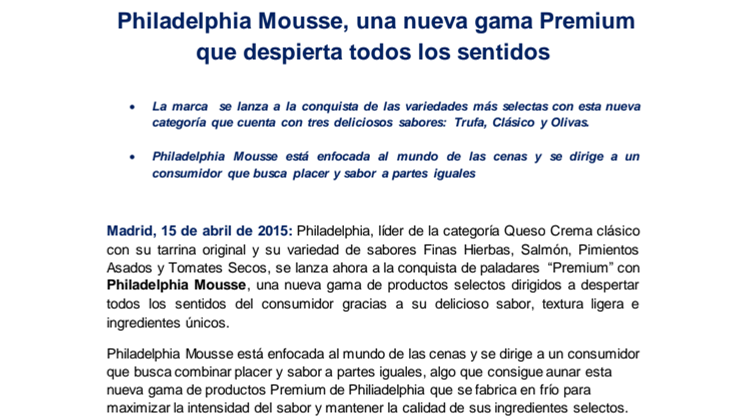  Philadelphia Mousse, una nueva gama Premium que despierta todos los sentidos