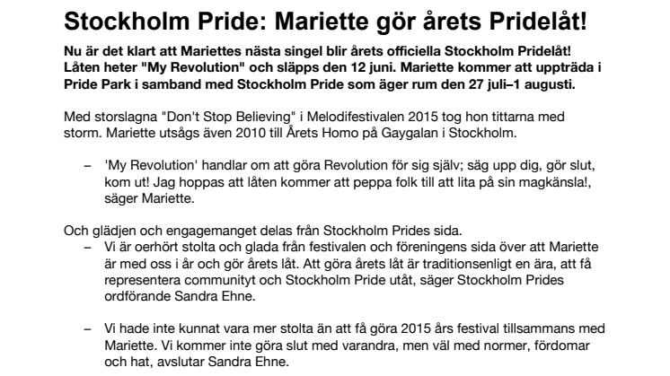 Mariette gör årets Pridelåt!