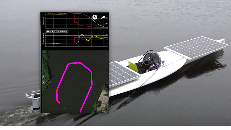 Die Technische Hochschule Wildau testete mit dem Solarboot SuncaTcHer (im Foto) die Möglichkeiten, ein Solarboot zukünftig als CO2-neutrale Personenfähre in Niederlehme einzusetzen. Bild: TH Wildau