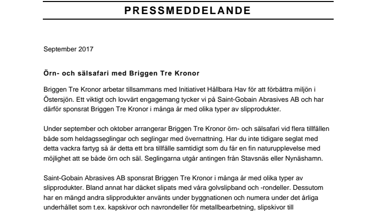 Örn- och sälsafari med Briggen Tre Kronor