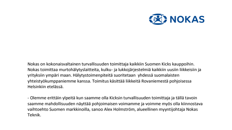 ​Butikskedjan Kicks väljer Nokas som leverantör i Finland