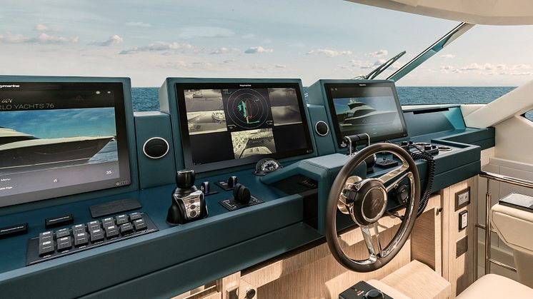 The Monte Carlo MCY 76 Skylounge bridge with Raymarine's DockSense® Alert