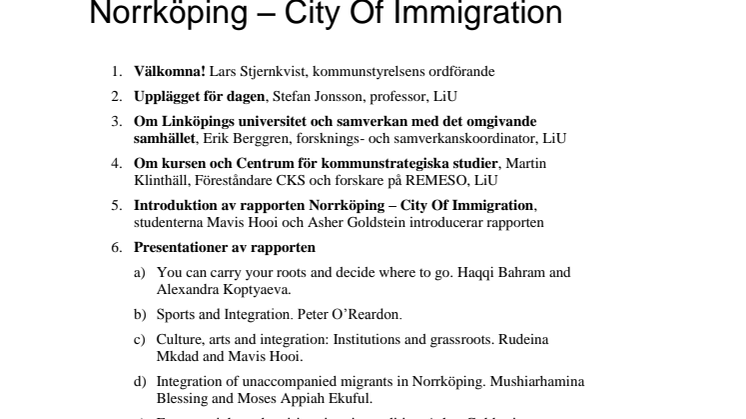 Norrköping – City Of Immigration