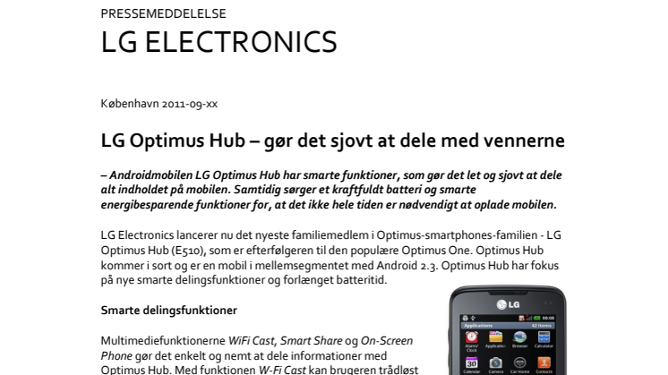 LG Optimus Hub – gør det sjovt at dele med vennerne