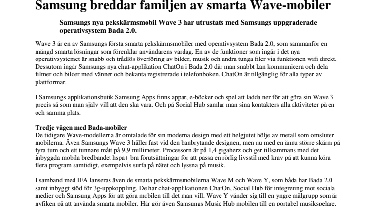 Samsung breddar familjen av smarta Wave-mobiler