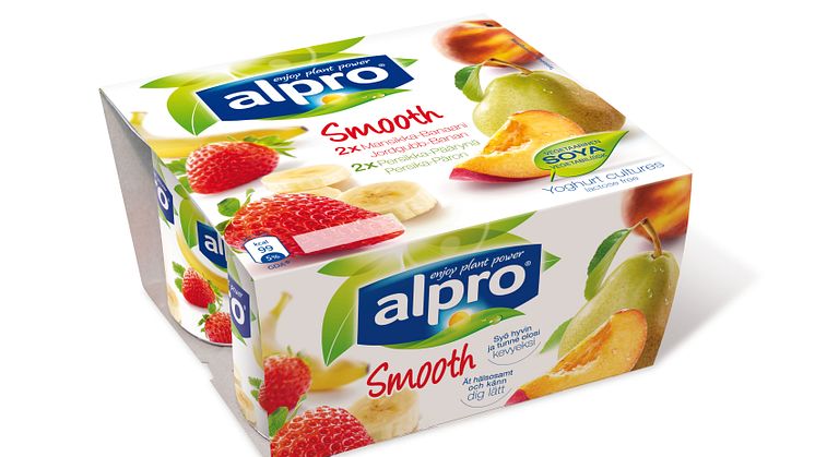 Alpro alternativ til yoghurt fersken/pære + jordbær/banan 4 x 125 g
