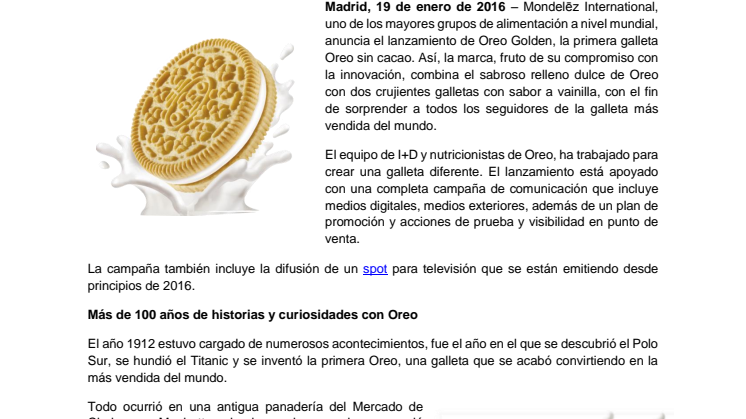 Oreo Golden, la primera galleta de Oreo sin cacao