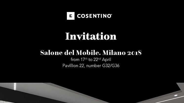 Inbjudan-Cosentinokoncernen på Milanos Designvecka 17e-22a april 2018