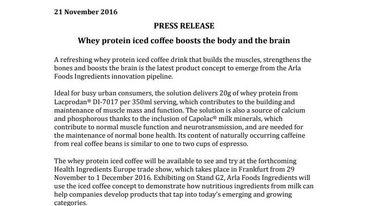 Whey protein iced coffee boosts the body and the brain