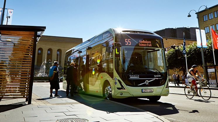 En av de helelektriska bussarna som går i linjetrafik i centrala Göteborg sedan några år tillbaka. 