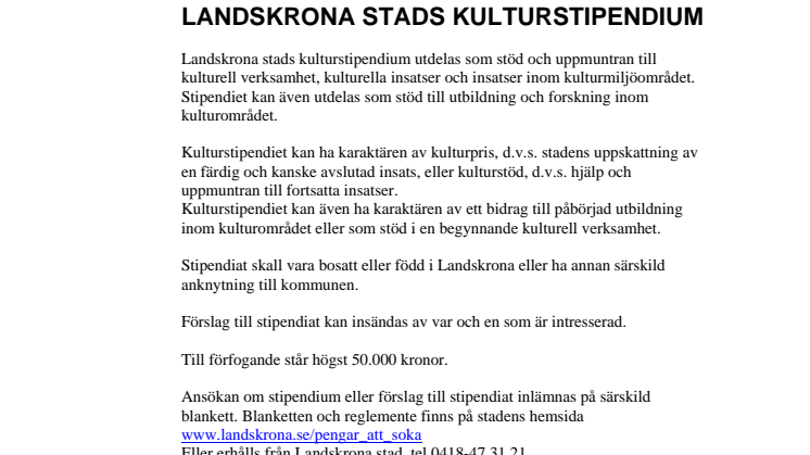 Landskrona stads kulturstipendium