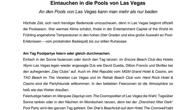 Eintauchen in die Pools von Las Vegas