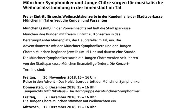Münchner Symphoniker und Junge Chöre sorgen für musikalische Weihnachtsstimmung in der Innenstadt im Tal