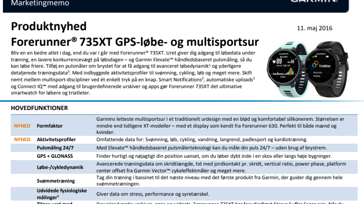Forerunner® 735XT GPS-løbe- og multisportsur
