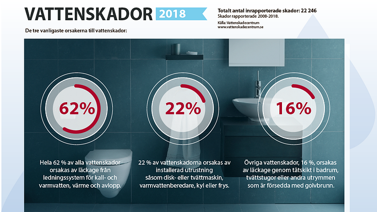 Vattenskaderapporten sammanfattar 22 246 vattenskador: Ledningar och diskmaskiner är största bovarna