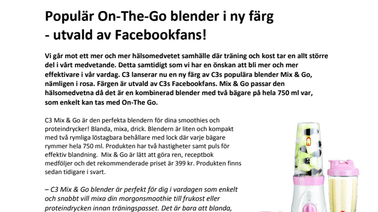 Populär On-The-Go blender i ny färg - utvald av Facebookfans!
