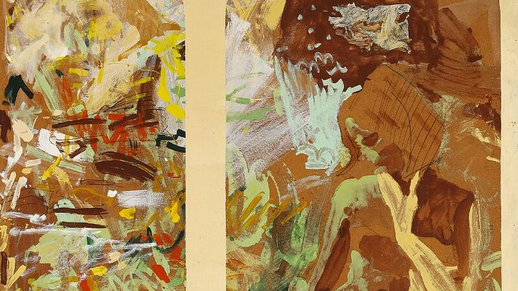 Per Kirkeby: Uden titel. 1967-1968. Syntetisk maling, tusch, farvekridt og blyant på masonit. 122 x 122 cm. Vurdering: 400.000 kr.