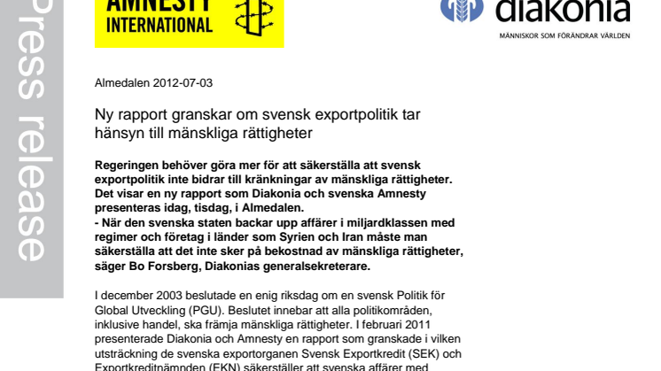 Ny rapport granskar om svensk exportpolitik tar hänsyn till mänskliga rättigheter