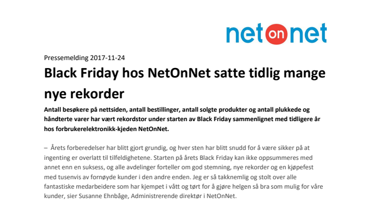 Black Friday hos NetOnNet satte tidlig mange nye rekorder 