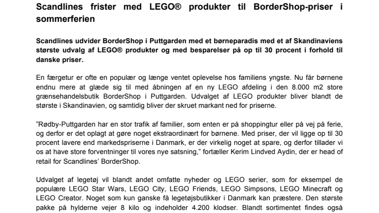 Scandlines frister med LEGO® produkter til BorderShop-priser i sommerferien