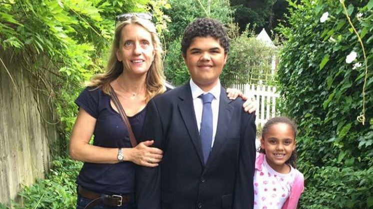 Louie Butler-James with mum Louise and sister Francesca