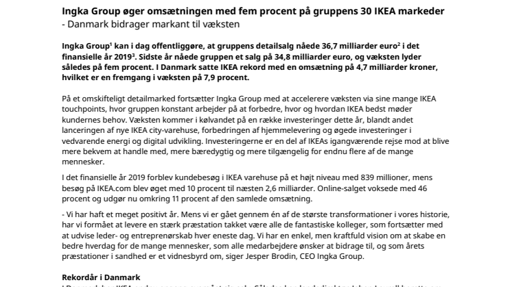Ingka Group øger omsætningen med fem procent på gruppens 30 IKEA markeder