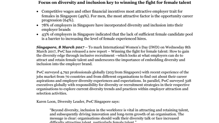 Focus on diversity and inclusion key to winning the fight for female talent