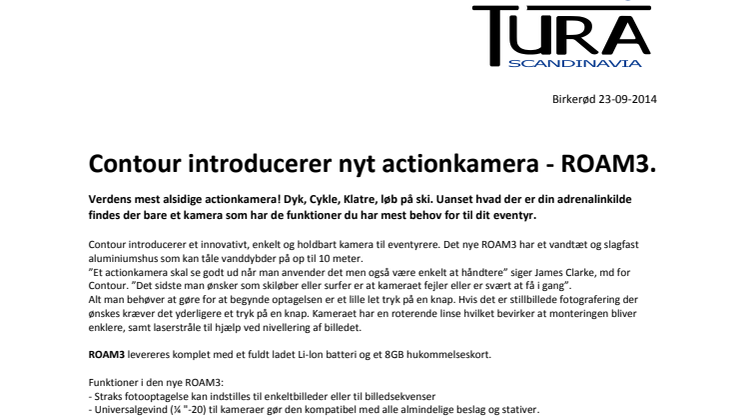 Contour introducerer nyt actionkamera - ROAM3. 