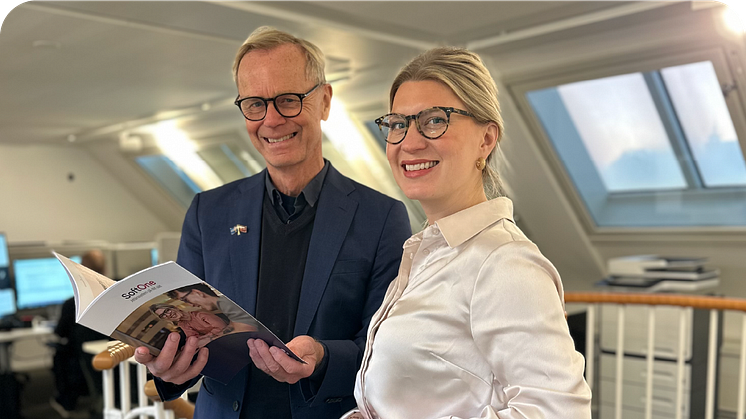 Från vänster: Håkan Lord, CEO SoftOne Group och Maja Sahlin, CFO SoftOne Group