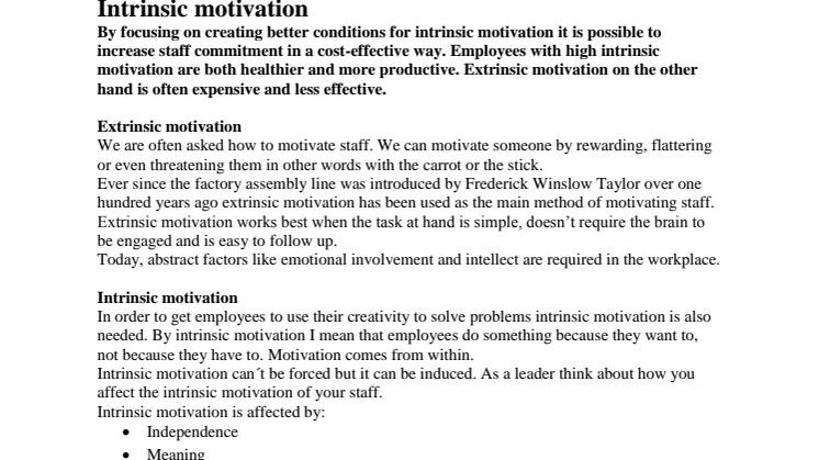 Effective motivation