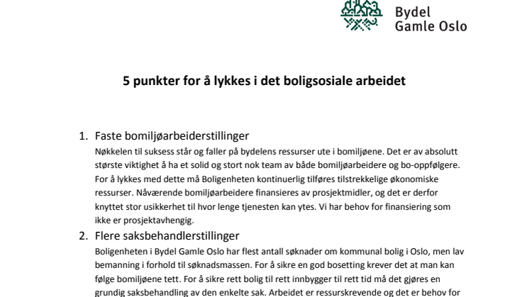 5 punkter for å lykkes i det boligsosiale arbeidet