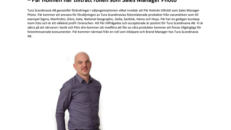 Tura Scandinavia AB – Pär Holmén har tillträtt rollen som Sales Manager Photo