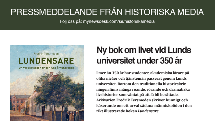 Ny bok om livet vid Lunds  universitet under 350 år