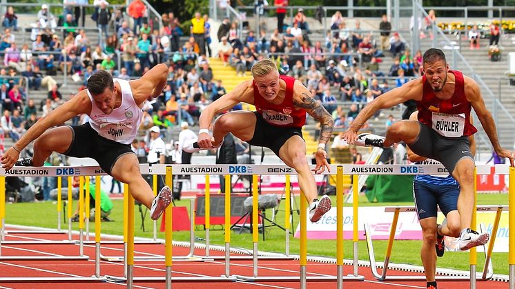 Das Finale der Deutschen Meisterschaft in Kassel (v.l.): Alexander John, Gregor Traber und der Sieger Matthias Bühler. 