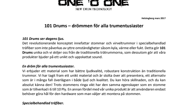 101 Drums – Drömmen för alla trumentusiaster