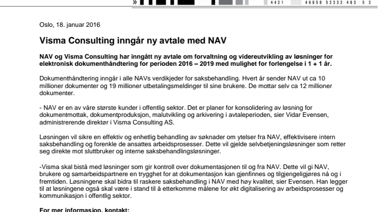 Visma Consulting inngår ny avtale med NAV