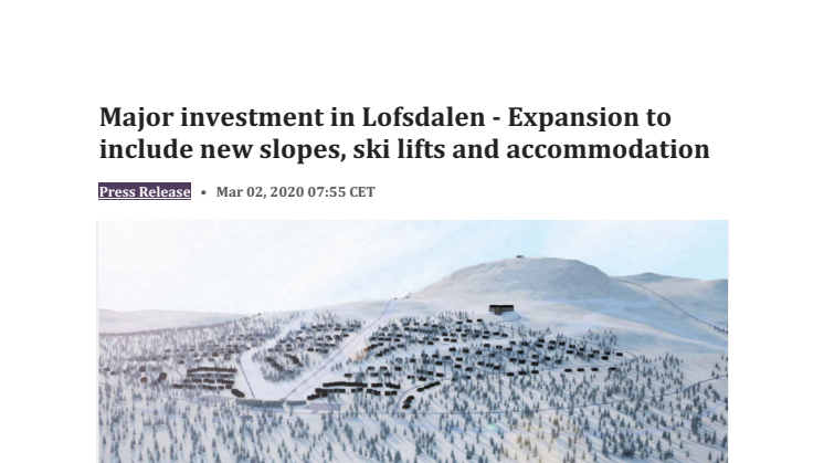 Major investment in Lofsdalen
