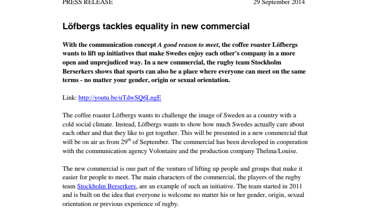 Löfbergs tackles equality in new commercial